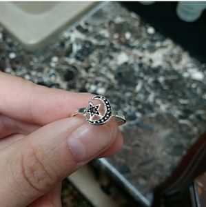 Sterling Silver Dainty moon and star ring